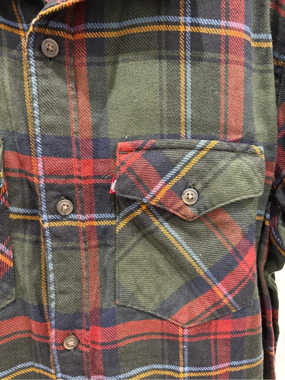 Levi's Green & Red Plaid Long-Sleeve Shirt